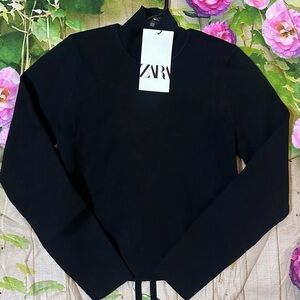 Zara Elegant Black Long Sleeve Blouse